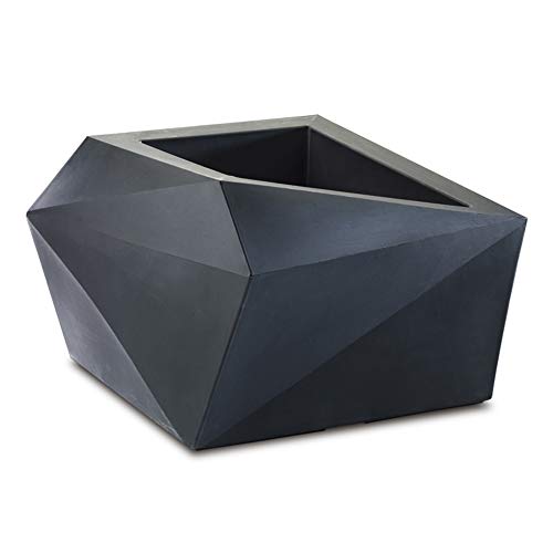 Crescent Garden Modern Geometric Origami Planter, Plant Pot, 23-Inch (Caviar Black)