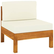 PHGTYUK 4-Seater Patio Sofa with Cream White Cushions Solid Acacia Wood