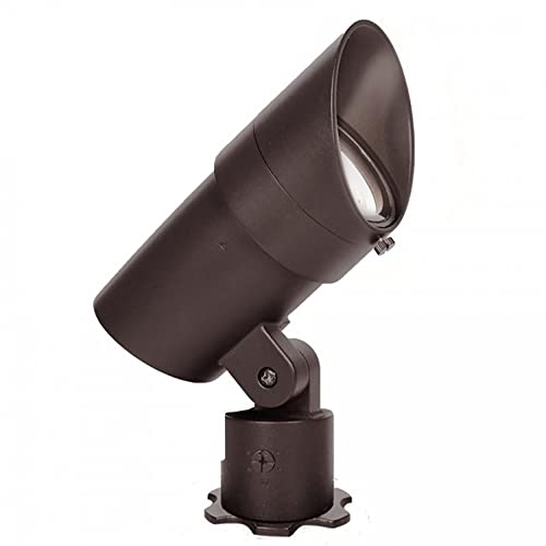 WAC Landscape Lighting, LED 120V Line Voltage Large Size Accent Light with Adjustable Beam Angle and Integral Brightness Control 3000K Warm White Built-in LED in Bronze