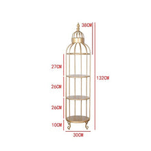 MENGKK Plant Stands Living Room Bird Cage Plant Shelf Simple Balcony Floor Flower Stands Dormitory Multi-Layer Bookcase Bedroom Storage Racks(Gold S)