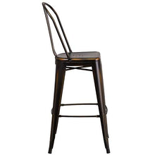 EMMA + OLIVER 4 Pack 30" High Distressed Copper Metal Indoor-Outdoor Barstool with Back