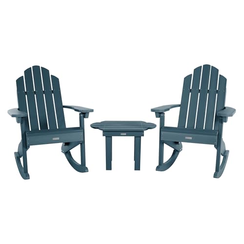 highwood Classic Westport 2 Adirondack Rocking Chairs with Side Table, Nantucket Blue