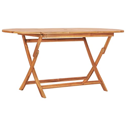 AMBERARD Dining Table Natural Teak Solid Teak Wood 63x31.5x29.5 in,Solid Teak Folding Garden Table for Outdoor Dining & Entertaining Compact, Durable & Stylish Patio Tables