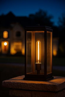 Hinkley Max Medium Pier Mount Lantern, Low Voltage Burnished Bronze