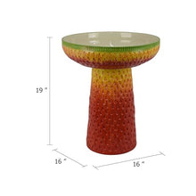 Benzara 19 Inch Bird Bath, Multicolor Ceramic, Strawberry Pedestal Garden Bowl