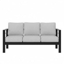 Durable All-Weather Aluminum Outdoor Coffee Table for Patio, Deck, or Balcony – Modern Sleek Design with Rust-Resistant Finish (Black+ Gray + Olefin-2)