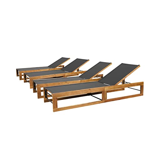 Christopher Knight Home Emile Chaise Lounge Black + Teak