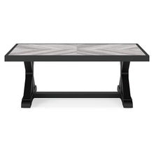 Benjara BM315959 Tira 48 Inch Outdoor Coffee Table, Tile Top, Light Finish, Black and Gray