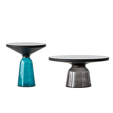 HASMI Living Room Table Contemporary 2-Piece Table Set - Includes Two Tempered-Glass top End Tables with Simple and Luxury Design Outdoor Side Table