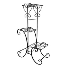 3 Tier Iron Plant Stand Flower Pots Rack Display Shelf Home Decoration Potting Ladder (Color : Black, Size : 60.00X33.00X17.50cm)