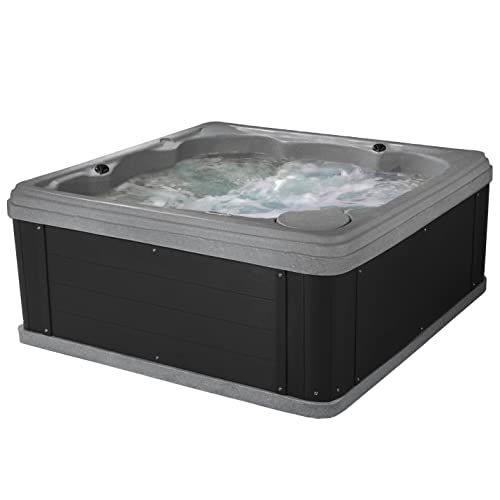 Essential Hot Tubs Inland 5-6 Person Plug & Play Spa 24 Jets LED Gray Granite