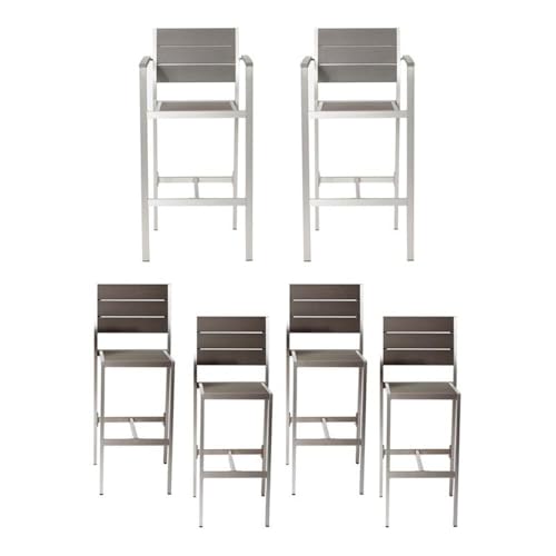 Pangea Home Breeze 44" Aluminum Outdoor Bar Stools Set of 6 Grey