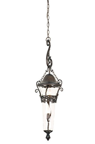 Kalco 9417BB Anastasia Outdoor 2-Light Medium Hanging Lantern, Burnished Bronze Finish
