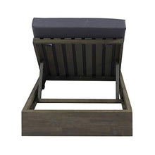 Christopher Knight Home Abraham Outdoor Acacia Wood Chaise Lounge with Cushion Set of 2 Gray Finish + Dark Gray