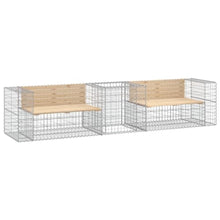 GFDWPUY Solid Pine Wood Garden Bench with Galvanised Steel Gabion Basket Base, Compact Patio Seat for Backyard, Park, and Outdoor Spaces, 2 Benches Set