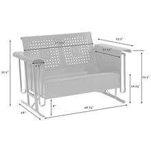 Afuera Living Metal Gliding Patio Loveseat, 32.5 x 48.75 x 28 in, White Powder-Coated Steel, Retro Outdoor Furniture, Smooth Rocking Mechanism, Weatherproof UV and Rust Resistant Balcony or Porch