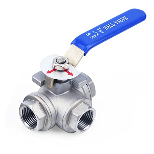 Stainless Steel 3-Way Ball Valve Garden Tap Connector 1/4" 3/8" 1/2" 3/4" 1" DN25 BSPT Female Thread 2-Pc(L Type,DN50)