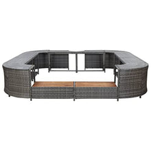 LPERTGFHU Square Hot Tub Surround with 2 Spa Steps, Poly Rattan Wicker Spa Enclosure with Powder-Coated Steel Frame for Garden Patio, 105.5-inch Grey