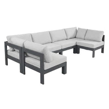 Outdoor Escape White Fabric Outdoor Patio Modular Sectional, Weather-Resistant Material, Contemporary Design, Comfortable Back, Seat Heights