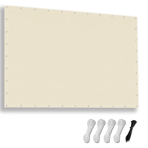Waterproof Sun Shade Sail 33' x 33' Rectangle Sunshade Cover, 95% UV Block Sun Shade Fabric Outdoor Garden Shade Sail Awning Canopy with Grommets for Backyard Yard Deck Patio, Beige