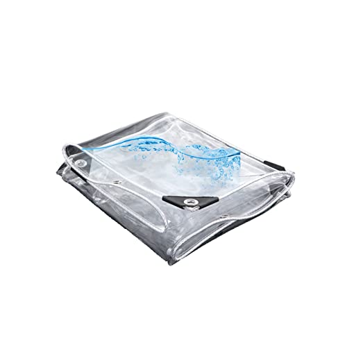 SCNSYL Transparent Waterproof Tarp 29.5x29.5ft,Heavy Duty PVC Clear Tarpaulin Sheet,Rainproof Outdoor Garden Plant Canopy Cover,Tarp with Grommets,Transparent