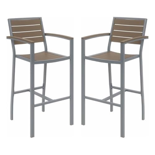 Home Square 29.5" Bar Stool in Mocha and Silver - Set of 2