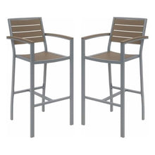 Home Square 29.5" Bar Stool in Mocha and Silver - Set of 2