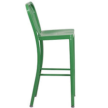 Flash Furniture Gael Commercial Grade 2 Pack 30" High Green Metal Indoor-Outdoor Barstool with Vertical Slat Back