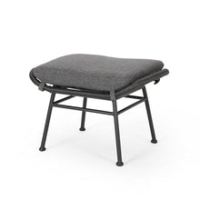 Benzara Margo Outdoor Ottoman Set of 2, 24 Inch Iron with Cushion Gray Black