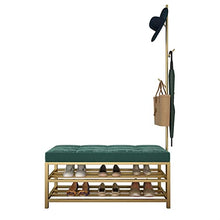 Footstools / Ottomans Shoe Stool with Padded Long Storage Stool with Coat Rack Metal Shoe Rack for Porch Living Room Corridor Lounge Bedroom living Room Corridor Bench Shoe Stool ( Color : Brass , Siz