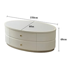 Living Room Table Modern Luxury Coffee Table with Unique Desktop and Stable Base, Oval Sofa Table Center Table with 2 Large Drawers, for Living Room and Office Outdoor Side Table (Color : B, Size :
