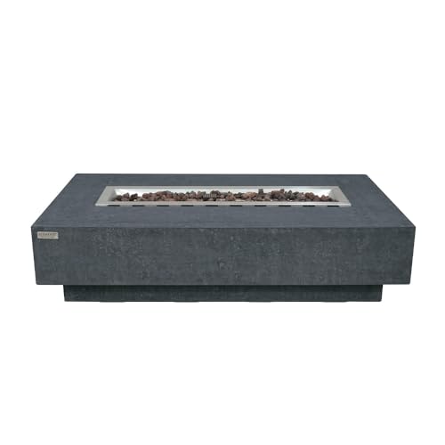 Elementi Hampton Propane Fire Pit Table Cast Concrete 56 x 32-in