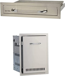 AMS BULL grill 30" Outlaw BBQ Grill with BULL single Side Burner, 30" Double Doors, Single Drawer, Trash/Propane Drawer, (Liquid Propane)