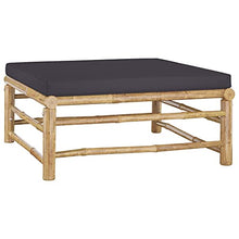 KPOTUERTU 4 Piece Bamboo Patio Lounge Set with Dark Gray Cushions, Modular Outdoor Seating with Removable Washable Covers