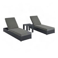 Outdoor Escape Powder-Coated Aluminum Chaise Lounges and Table 3 Piece Set, Pool Lounge Chairs Patio Lounger Poolside Sun Lounger for Outside, Gray Charcoal