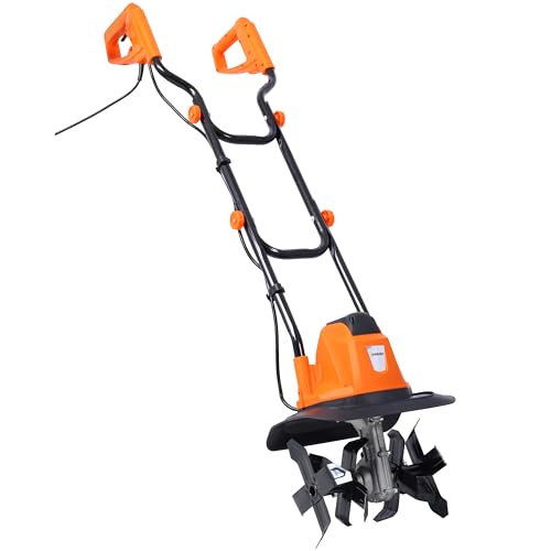 Electric Tiller Rotavator and Cultivator for Garden - Powerful 1050W for Ground Preparation | 32cm Cultivating Width, 22cm Depth Garden Tiller Cultivator Rotovator