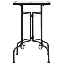 KNORRS Mosaic Side Table Ceramic - Handcrafted Decorative Accent for Indoor and Outdoor Spaces - Sturdy Iron Frame with Colorful Tile Design (Color : Blue, Size : 13.8" x 13.8" x 22" (W x D x H))