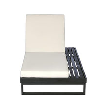 Merax 2-Piece Black Acacia Wood Chaise Lounge with 4'' Cream 2-Fold Cushion