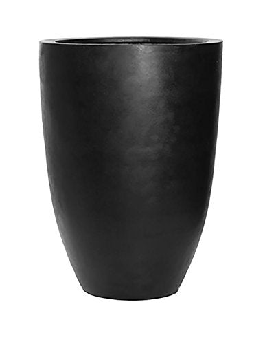 Pottery Pots Ben XL Tall Black Flower Planter Tapered Cylinder Fiberstone Vase 28" H x 20.5" W