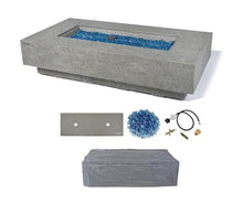 AMS Fireplace | Elementi Plus | Riviera | Rectangular Light Gray Concrete Propane Gas Fire Table Pit (Liquid Propane)