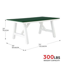 Costaelm Outdoor Dining Tables for Patio, 72" Rectangle 6-Person HDPE Dining Table with Umbrella Hole and Metal Frame for Outside, Garden, Poolside, Backyard, Porch, Balcony, Dark Green