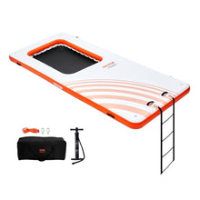 VEVOR Inflatable Floating Dock 15x6.5FT with Trampoline Mesh Pool White + Orange