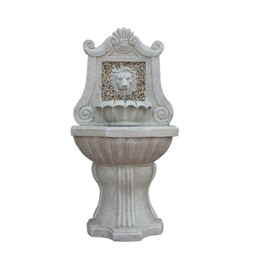 GLigeT Outdoor Water Fountain Lion Head Flower Circulation Water Outdoor Floor Water Feature, Garden Living Room Pool Water Feature Decoration Outdoor Fountain (Color : A)