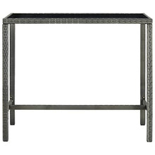 VGLQNRPT 7 Piece Patio Bar Set with Cushions, Outdoor Poly Rattan Counter Table and 6 Stools, Gray