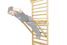 Beyond Balance Personal Training Tower: Fitness Stall Bars with Adjustable Pull-Up Dip Bar Attachment (1.5" Round, Poplar Rungs)