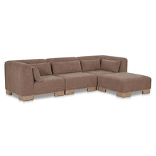 NADAAL STUDIOS Quinlan Modular Sectional, Polyester Performance Fabric, Oak Veneer Base, Modular Components, Foam Feather Fiber Fill, Dark Brown
