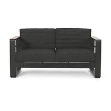 Christopher Knight Home Giovanna Outdoor Loveseat Dark Gray Natural Black Anodize