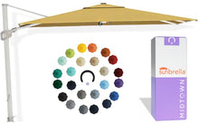 Midtown Umbrellas 10x10 Ft Outdoor Cantilever Patio Umbrella w/Sunbrella Forrest Green Fabric - Tilt 360° Rotate Offset Patio, Deck Patio, Backyard & Garden - Silver Frame