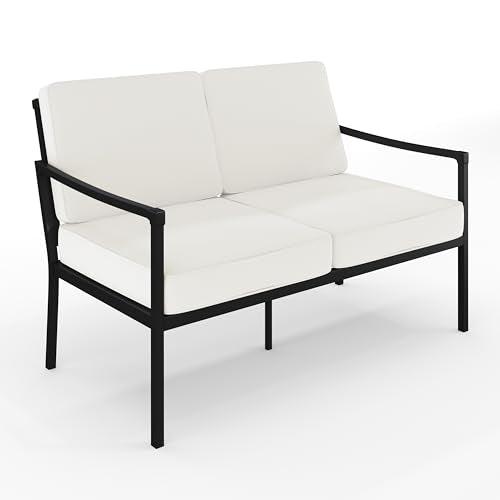 Martha Stewart Lily Pond Indoor/Outdoor Patio Loveseat, Black