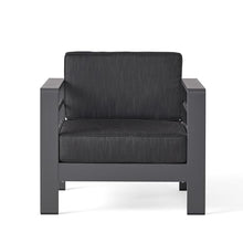 Christopher Knight Home Cape Coral Outdoor Aluminum 7 Piece Conversation Set with Fire Table Dark Gray + Gray